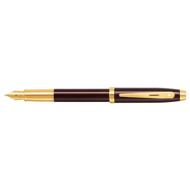 Alt view image 3 of 7 - 100 9370 Fountain Pen, Medium Nib, Coffee Black Finish with Gold Trim, Refillable Writing Instrument, Premium Gift Box