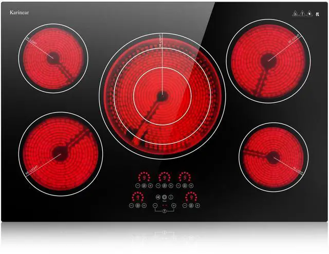 Main image of Electric Cooktop 30 Inch, Upgrade 5 Burners Electric Stove Top | Triple Ring Expandable Burner, Built-in Ceramic Cooktop, Pause, Timer, Safety Lock, Sensor Touch, 9000W, 220-240V Hardwire