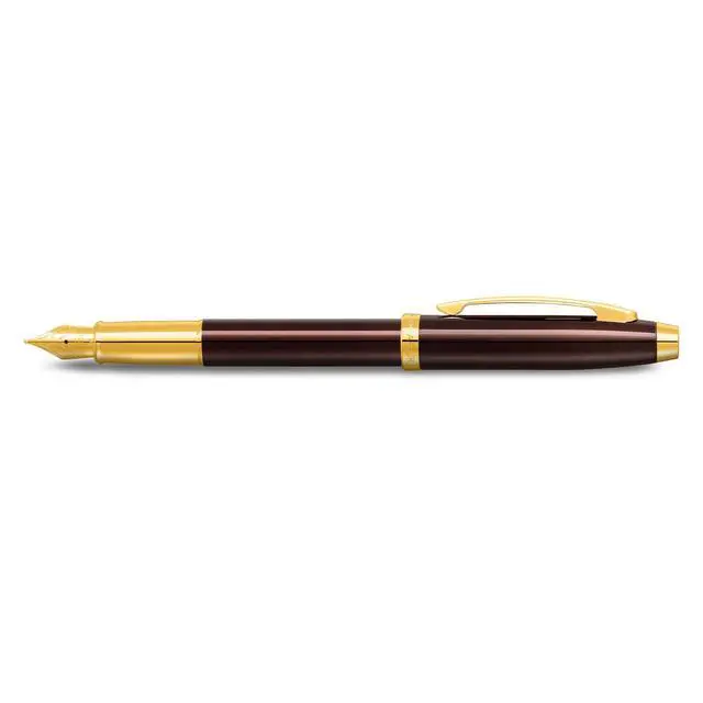 Alt view image 6 of 7 - 100 9370 Fountain Pen, Medium Nib, Coffee Black Finish with Gold Trim, Refillable Writing Instrument, Premium Gift Box
