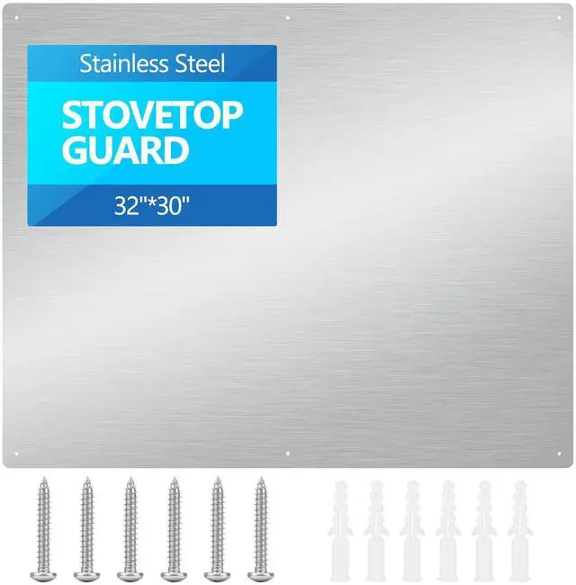 Main image of 32" x 30" Thicken Heavy Range Hoods Stainless Steel Backsplash,Panel Splatter Guard for Stovetop,6 Pre Drilled Holes for Easy Installation,Keep the Walls Clean, Bright and Beautiful (32" x 30")