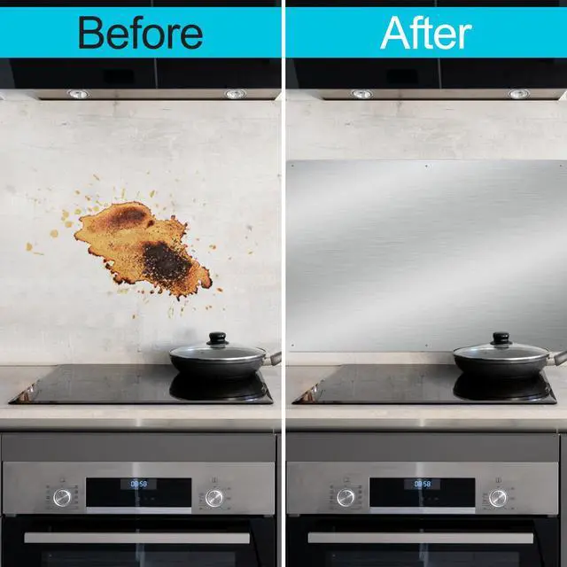 Alt view image 5 of 7 - 32" x 30" Thicken Heavy Range Hoods Stainless Steel Backsplash,Panel Splatter Guard for Stovetop,6 Pre Drilled Holes for Easy Installation,Keep the Walls Clean, Bright and Beautiful (32" x 30")