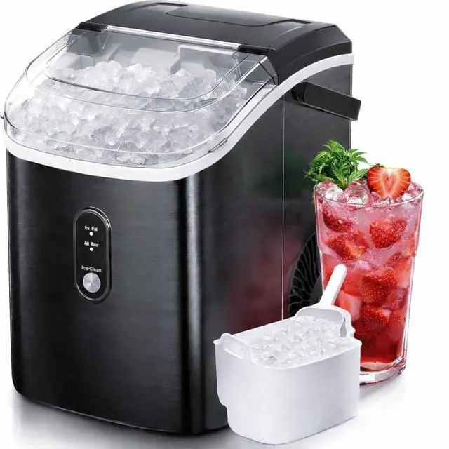 Main image of Nugget Ice Maker Countertop, 34 lbs/Day Pellet Ice Machine with Self-Cleaning, Fast Ice Ready in 10 Minutes, Portable Ice Maker with Handle for Home, Office, RV, Camping(Black)