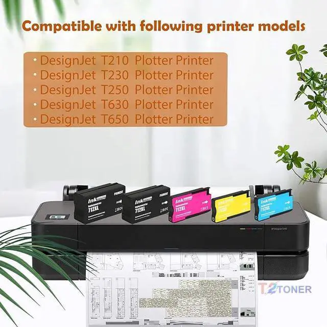 Alt view image 2 of 7 - 712XL Ink Cartridges 5 Pack (with Chip) Compatible for 712 Ink | Cartridges Combo Pack for DesignJet T210 T630 T650 T250 T230 Printer (5 Pack 80-ml 2 Black + 29-ml Cyan/Magenta/Yellow)