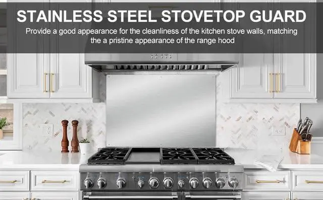 Alt view image 7 of 7 - 32" x 30" Thicken Heavy Range Hoods Stainless Steel Backsplash,Panel Splatter Guard for Stovetop,6 Pre Drilled Holes for Easy Installation,Keep the Walls Clean, Bright and Beautiful (32" x 30")