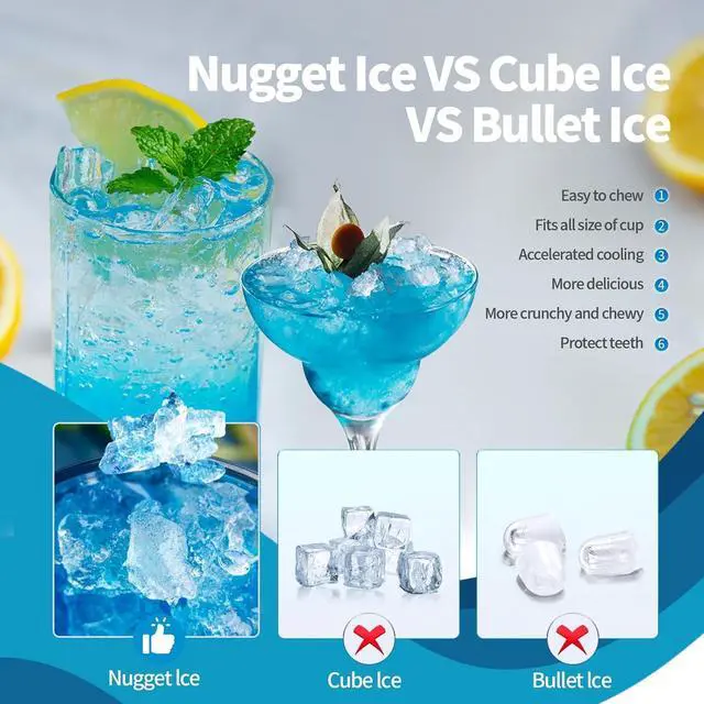 Alt view image 6 of 7 - Nugget Ice Maker Countertop, 34 lbs/Day Pellet Ice Machine with Self-Cleaning, Fast Ice Ready in 10 Minutes, Portable Ice Maker with Handle for Home, Office, RV, Camping(Black)