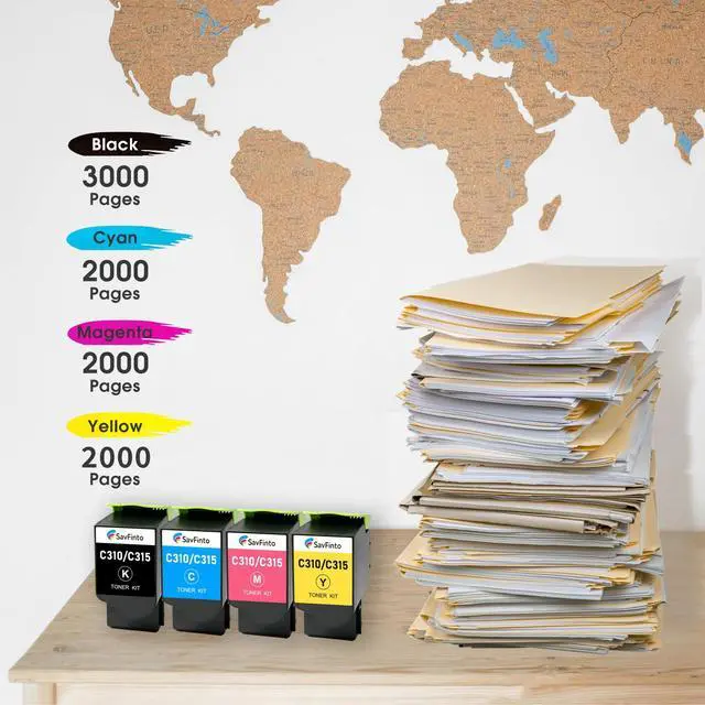 Alt view image 3 of 6 - C310 C315 Toner Cartridge Set Replacement for Xerox 006R04356 006R04357 006R04358 006R04359 for Xerox C310 C310DNI C310DNIM C315 C315DNI Printer Ink (4-PackB+CMY,3000+2000x3 Pages)