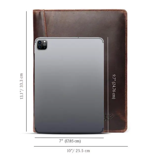 Alt view image 2 of 6 - Leather Portfolio Binder, Professional Organizer Padfolio Resume Folder, Business Card & Document Holder, Portfolios for Men & Women, Office & Business Supplies | (Medium - Brown)