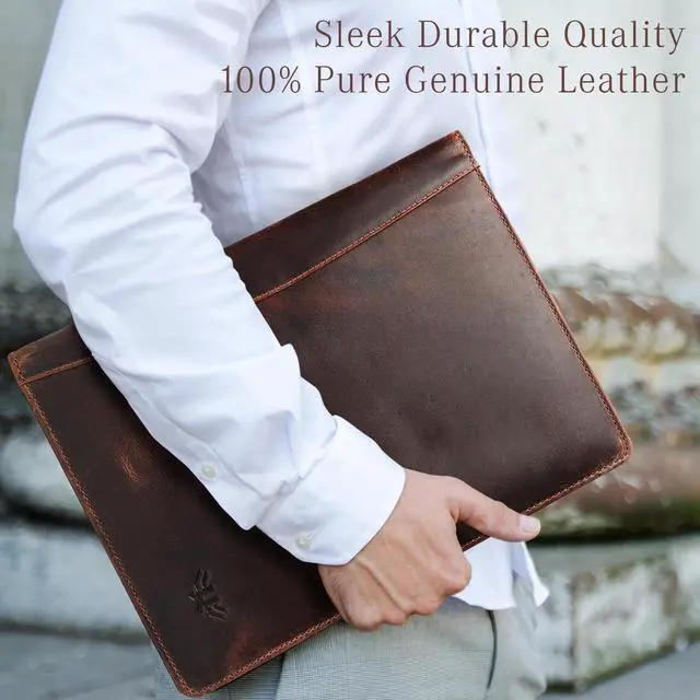 Alt view image 6 of 6 - Leather Portfolio Binder, Professional Organizer Padfolio Resume Folder, Business Card & Document Holder, Portfolios for Men & Women, Office & Business Supplies | (Medium - Brown)