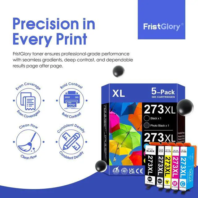 Alt view image 4 of 7 - 273 XL Ink Cartridges Combo Pack Replacement for 273 273XL T273XL Ink Work with XP-520 XP-600 XP-610 XP-620 XP-800 XP-810 XP-820 Printers(5-Pack, 1BK/1PBK/1C/1M/1Y)