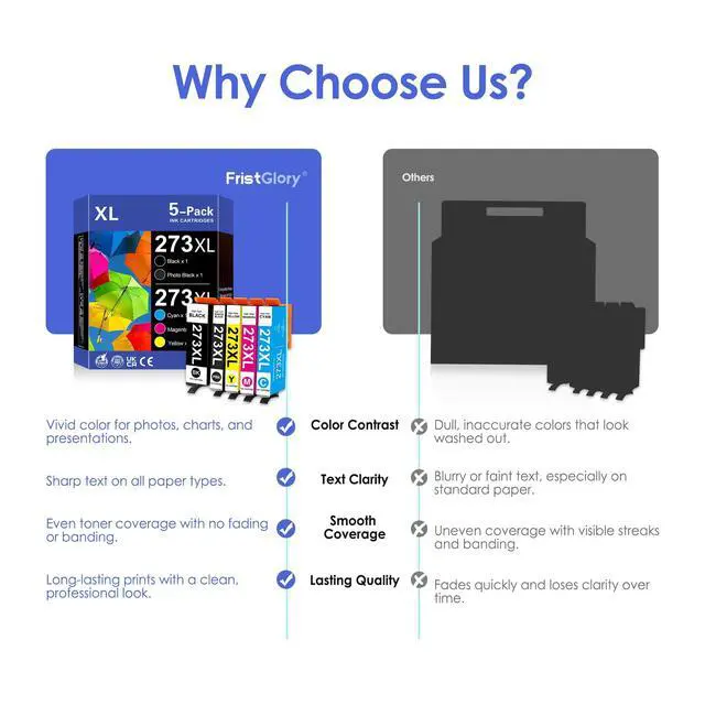 Alt view image 5 of 7 - 273 XL Ink Cartridges Combo Pack Replacement for 273 273XL T273XL Ink Work with XP-520 XP-600 XP-610 XP-620 XP-800 XP-810 XP-820 Printers(5-Pack, 1BK/1PBK/1C/1M/1Y)