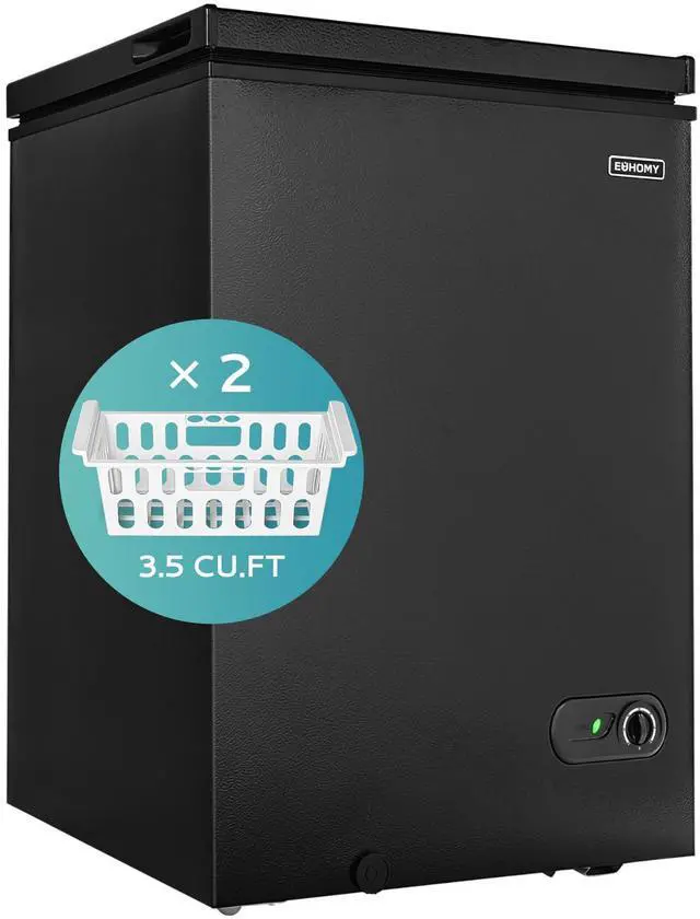 Main image of 3.5 Cu.Ft Chest Freezer with Wheels, Small Deep Freezer Adjustable 7 Thermostat, Quiet Mini Freezer Free-Standing Top Door, Energy Saving for Apartment/Garage/Basement/Dorm/Home, New Black