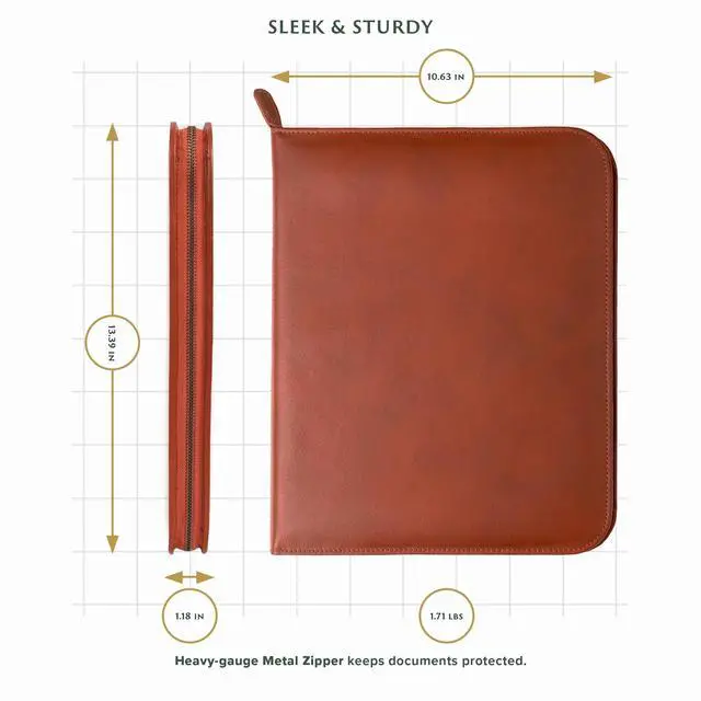 Alt view image 2 of 7 - Leather Padfolio Leather Binder Portfolio for Men, Padfolio for Men & Women 100% Authentic Top-Grain Leather (Light Brown)