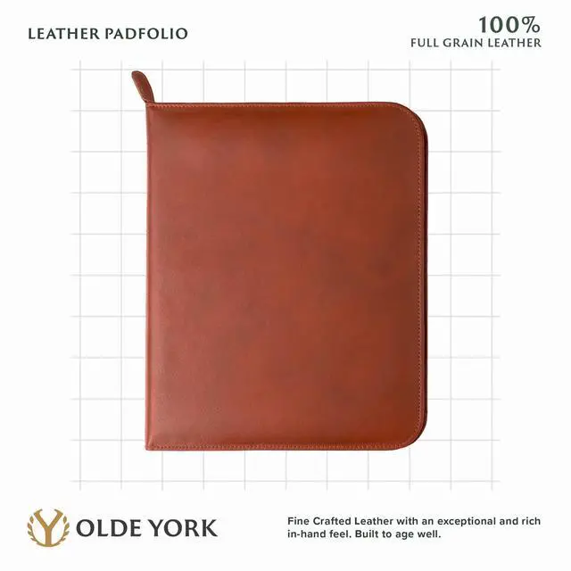 Alt view image 3 of 7 - Leather Padfolio Leather Binder Portfolio for Men, Padfolio for Men & Women 100% Authentic Top-Grain Leather (Light Brown)