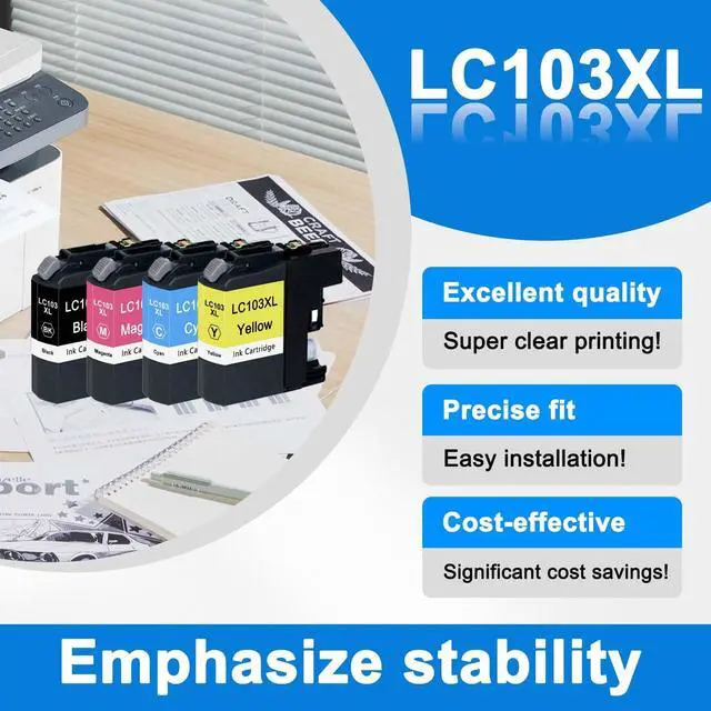 Alt view image 4 of 7 - LC103 LC103XL Ink Cartridges Compatible Ink Cartridges Replacement for Brother LC101 LC103 LC103 XL with MFC-J870DW MFC-J6920DW MFC-J6520DW MFC-J450DW MFC-J470DW Printer (4 Pack, BK C M Y)