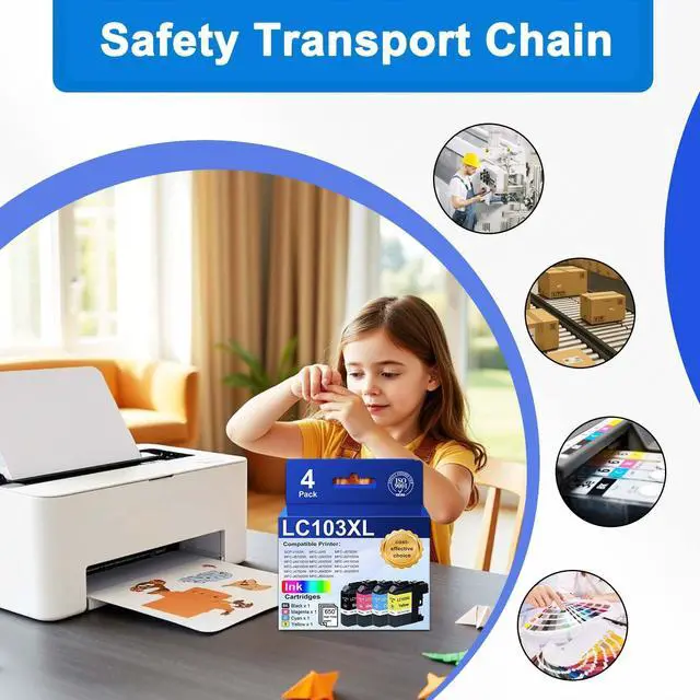 Alt view image 6 of 7 - LC103 LC103XL Ink Cartridges Compatible Ink Cartridges Replacement for Brother LC101 LC103 LC103 XL with MFC-J870DW MFC-J6920DW MFC-J6520DW MFC-J450DW MFC-J470DW Printer (4 Pack, BK C M Y)