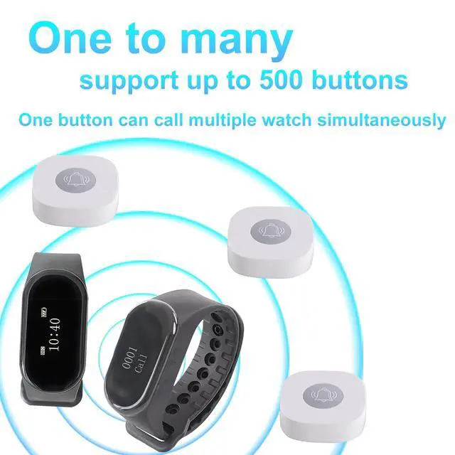 Alt view image 3 of 7 - Wireless Calling System, 1 Wrist Watch Receiver 10 Call Buttons Caregiver Nurse Call System Restaurant Waiter Pager System for Restaurant Bar Hospital Clinic Cafe