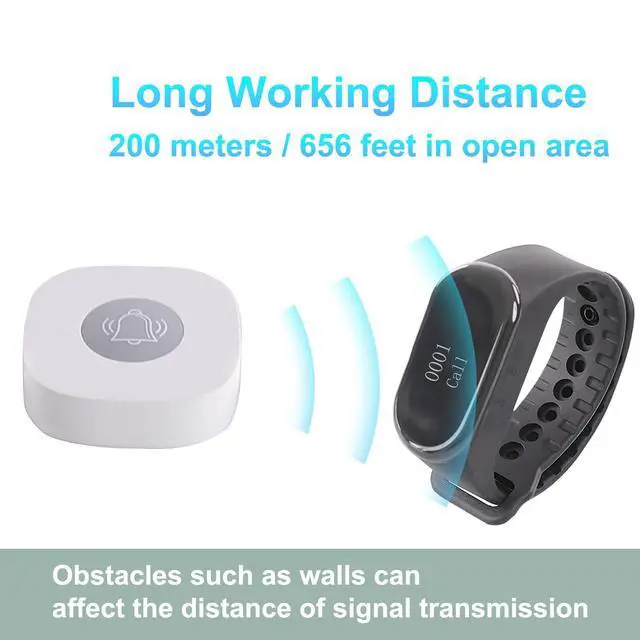 Alt view image 5 of 7 - Wireless Calling System, 1 Wrist Watch Receiver 10 Call Buttons Caregiver Nurse Call System Restaurant Waiter Pager System for Restaurant Bar Hospital Clinic Cafe
