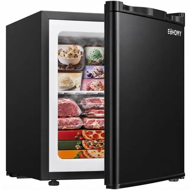Main image of 1.1 Cubic Feet Mini Freezer, Countertop, Single Door Compact Upright Freezer with Reversible Door, Removable Shelves, Small freezer for Home/Dorms/Apartment/Office, New Black