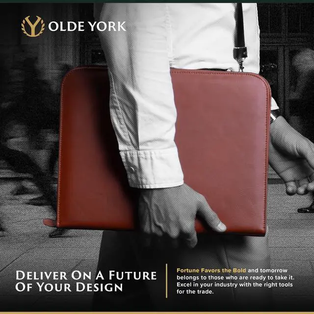 Alt view image 6 of 7 - Leather Padfolio Leather Binder Portfolio for Men, Padfolio for Men & Women 100% Authentic Top-Grain Leather (Light Brown)