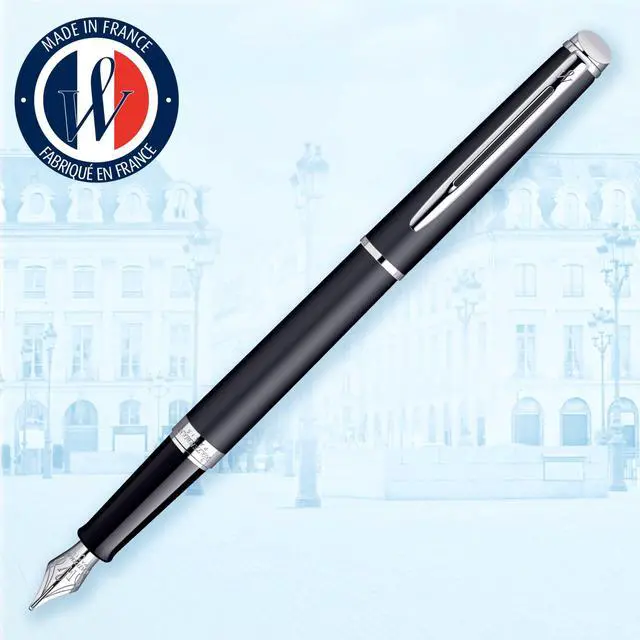 Alt view image 2 of 7 - Hemisphere Essential Matte Black Chrome Trim Medium Point Fountain Pen - S0920830