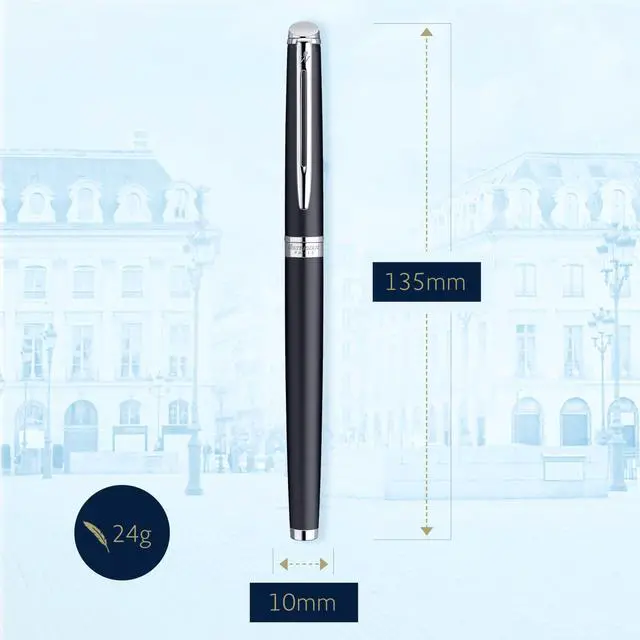 Alt view image 3 of 7 - Hemisphere Essential Matte Black Chrome Trim Medium Point Fountain Pen - S0920830