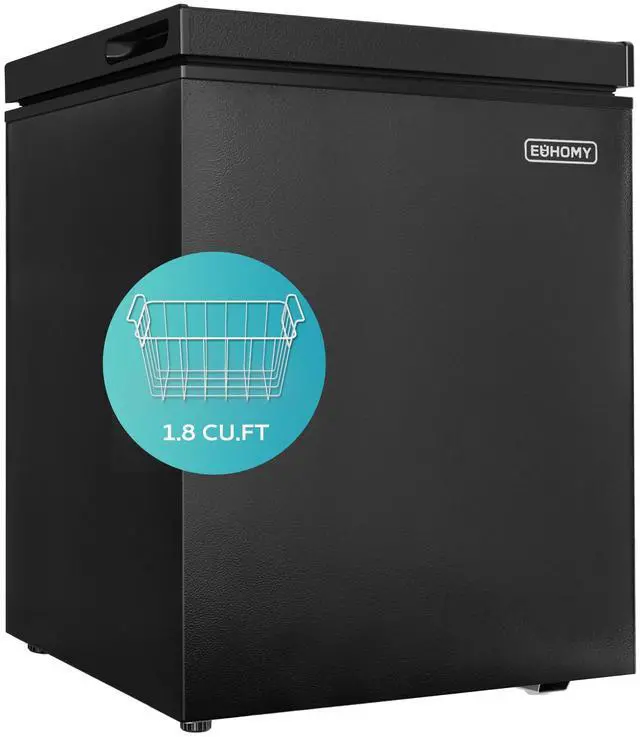 Main image of 1.8 Cu.Ft Chest Freezer with Removable Basket, Small Deep Freezer Adjustable Thermostat, Quiet Mini Freezer with Top Door, Energy Saving for Apartment/Garage/Basement/Dorm/Home,Black