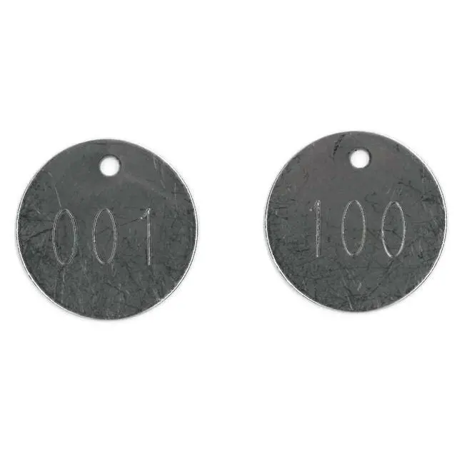 Alt view image 2 of 4 - Stainless Steel Tags, Numbered 001-100, 1.25" Round