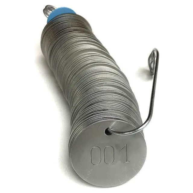 Alt view image 4 of 4 - Stainless Steel Tags, Numbered 001-100, 1.25" Round