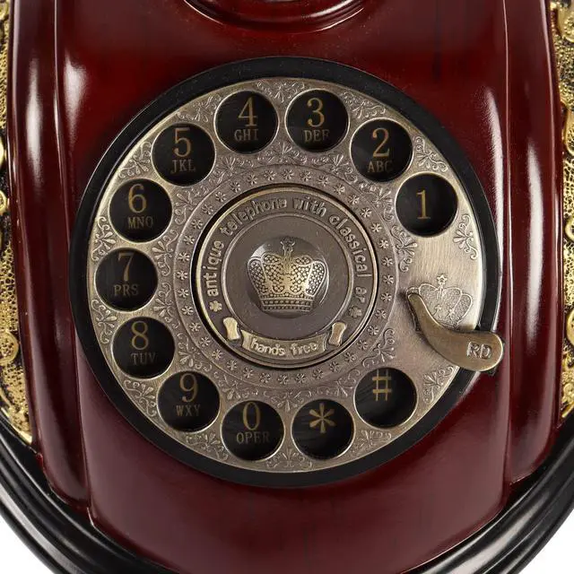 Alt view image 3 of 7 - Retro Landline Turntable Telephone, European Vintage Antique Style Fixed Telephone Decoration - Copper Color (116AS)