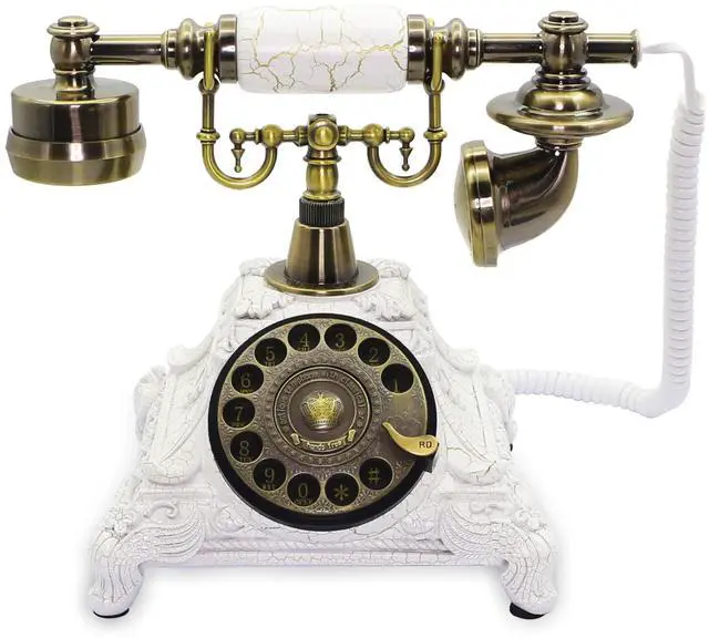 Main image of Rotary Antique Telephone,White Retro Landline Turntable Telephone Decoration Home Office Telephone(White-117CS)
