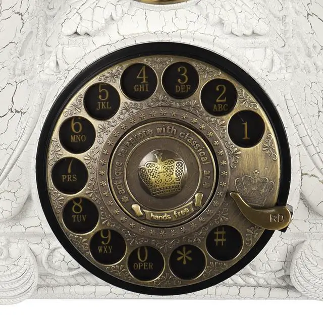 Alt view image 3 of 7 - Rotary Antique Telephone,White Retro Landline Turntable Telephone Decoration Home Office Telephone(White-117CS)