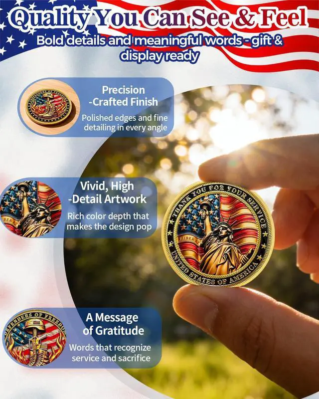 Alt view image 4 of 7 - 100Pcs Military Veterans Challenge Coins Set | Thank You for Your Service Coin, Symbol of Respect & Honor, Bulk Veterans Day Gifts, Military Recognition & Appreciation Gift