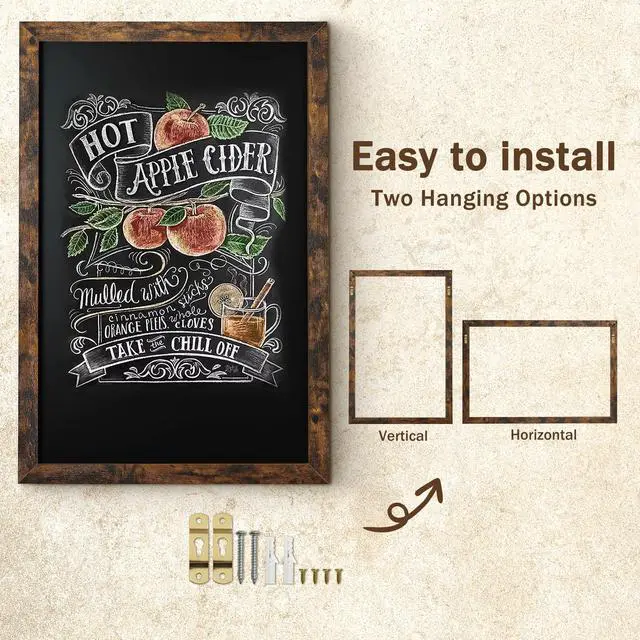 Alt view image 4 of 7 - Magnetic Chalkboard for Wall,31" x 43" Extra Large Rustic Framed Chalk Board for Home Kitchen Office School