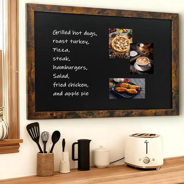 Alt view image 6 of 7 - Magnetic Chalkboard for Wall,31" x 43" Extra Large Rustic Framed Chalk Board for Home Kitchen Office School