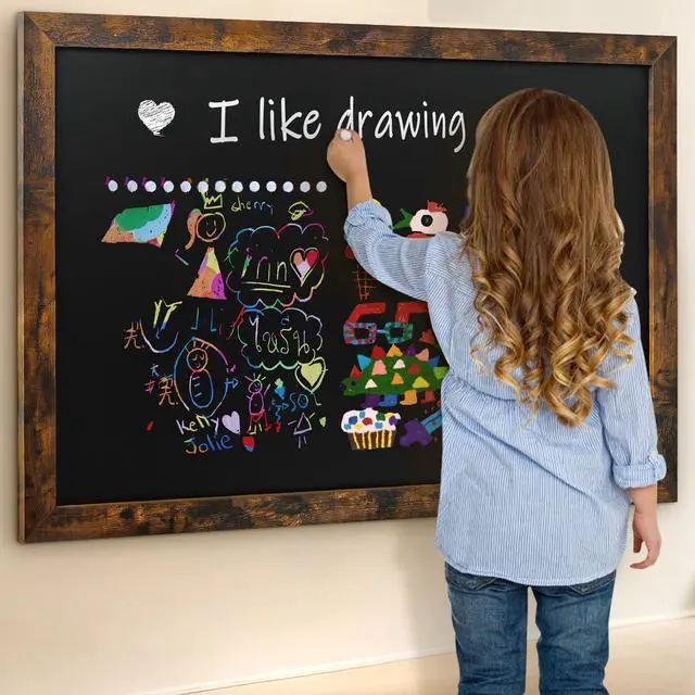 Alt view image 7 of 7 - Magnetic Chalkboard for Wall,31" x 43" Extra Large Rustic Framed Chalk Board for Home Kitchen Office School