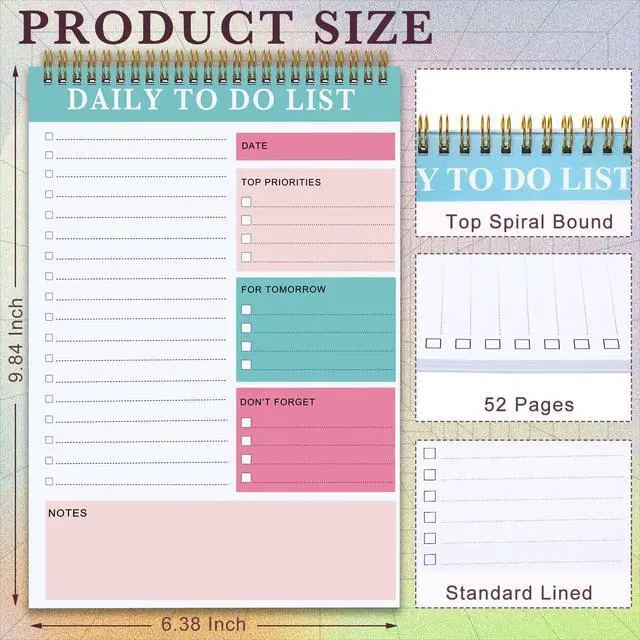 Alt view image 2 of 7 - 32 Pcs Daily to Do List Notepad Daily Planner with 52 Sheets Tear Off, Spiral to Do List Notebook Notepad Undated Bulk for Adults Kids Classroom Office Plan Work Schedule Checklist, 6.38 x 9.84 Inch