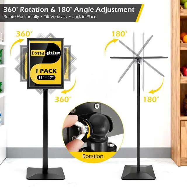 Alt view image 2 of 7 - Sign Holder Stand 11 x 17 Inch Sign Stands for Display, 1 Pack Heavy-duty Pedestal Sign Holder, Adjustable Floor Standing Signs Holders, Poster Holders Stand for A3 Advertising
