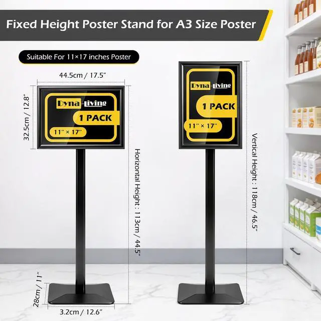 Alt view image 3 of 7 - Sign Holder Stand 11 x 17 Inch Sign Stands for Display, 1 Pack Heavy-duty Pedestal Sign Holder, Adjustable Floor Standing Signs Holders, Poster Holders Stand for A3 Advertising