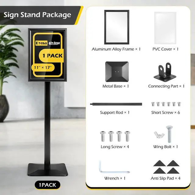 Alt view image 7 of 7 - Sign Holder Stand 11 x 17 Inch Sign Stands for Display, 1 Pack Heavy-duty Pedestal Sign Holder, Adjustable Floor Standing Signs Holders, Poster Holders Stand for A3 Advertising