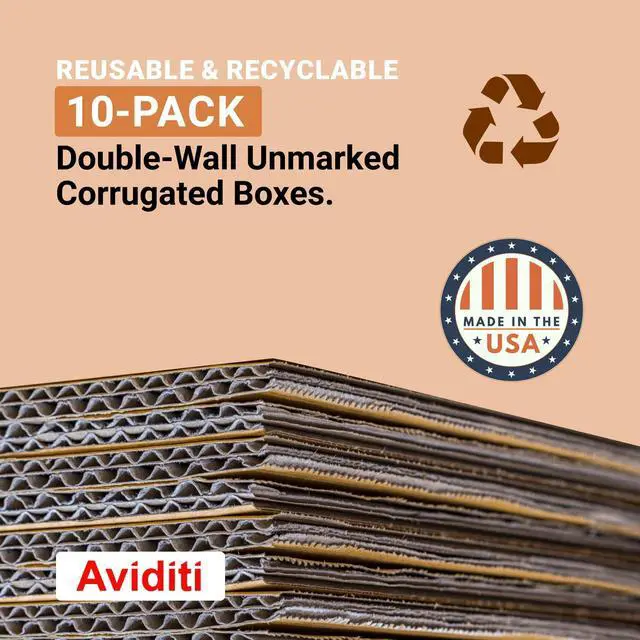 Alt view image 3 of 6 - Double Wall 24" x 18" x 18" Cardboard Boxes (10-Pack) | Large Corrugated Boxes for Shipping, Packaging, Moving, Storage Box for Home or Business, Strong Wholesale Bulk Boxes
