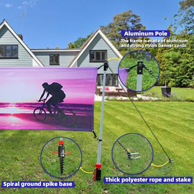 Alt view image 4 of 7 - Outdoor Horizontal Banner Post Adjustable Banner Pole Holder Advertising Displays,Portable Display Poles 3x10ft for Trade Shows, Events, and Outdoor Advertising(Hardware only)