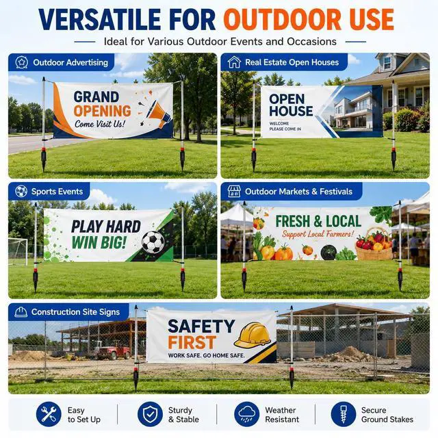 Alt view image 5 of 7 - Outdoor Horizontal Banner Post Adjustable Banner Pole Holder Advertising Displays,Portable Display Poles 3x10ft for Trade Shows, Events, and Outdoor Advertising(Hardware only)