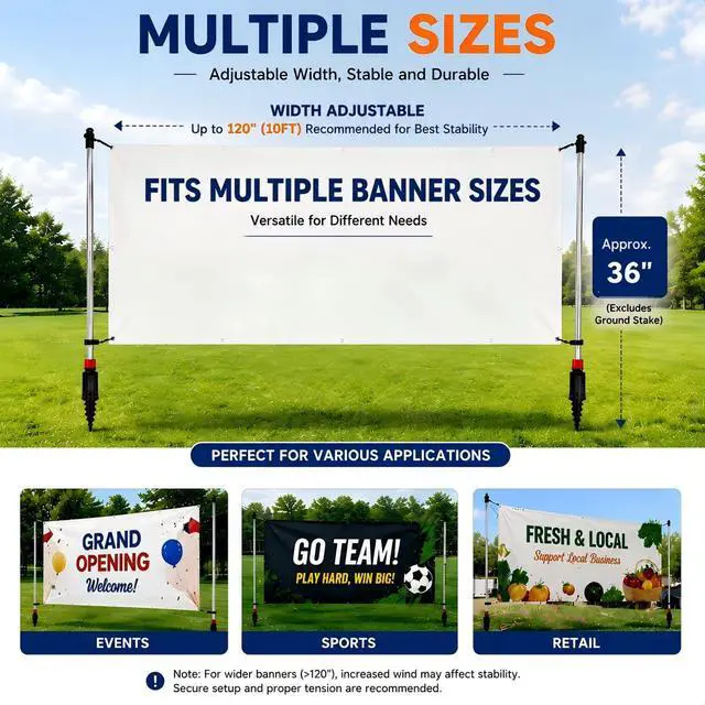 Alt view image 6 of 7 - Outdoor Horizontal Banner Post Adjustable Banner Pole Holder Advertising Displays,Portable Display Poles 3x10ft for Trade Shows, Events, and Outdoor Advertising(Hardware only)