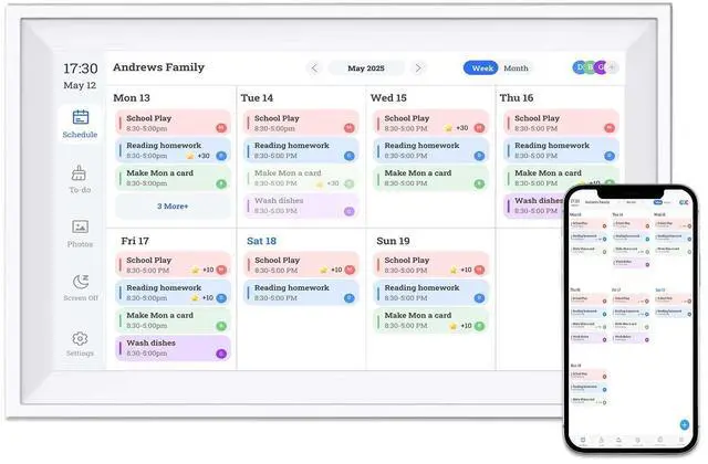 Main image of 10.1 Inch Smart Digital Calendar Chore Chart with Touchscreen - Interactive Display for Family Schedules, Great for Organizing Your Calendar to-Do List & Meal Planner, Digital Picture Frame
