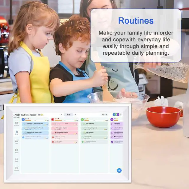 Alt view image 7 of 7 - 10.1 Inch Smart Digital Calendar Chore Chart with Touchscreen - Interactive Display for Family Schedules, Great for Organizing Your Calendar to-Do List & Meal Planner, Digital Picture Frame