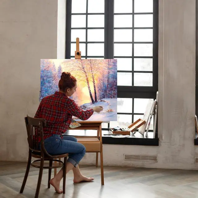 Alt view image 7 of 7 - Beech Wood H-Frame Easel, 59"75" Adjustable Height Studio Easel with Drawer & Shelf, 41" Canvas Holder 20KG Load, Heavy Duty Art Easel for Adults Artists Students Painting Display