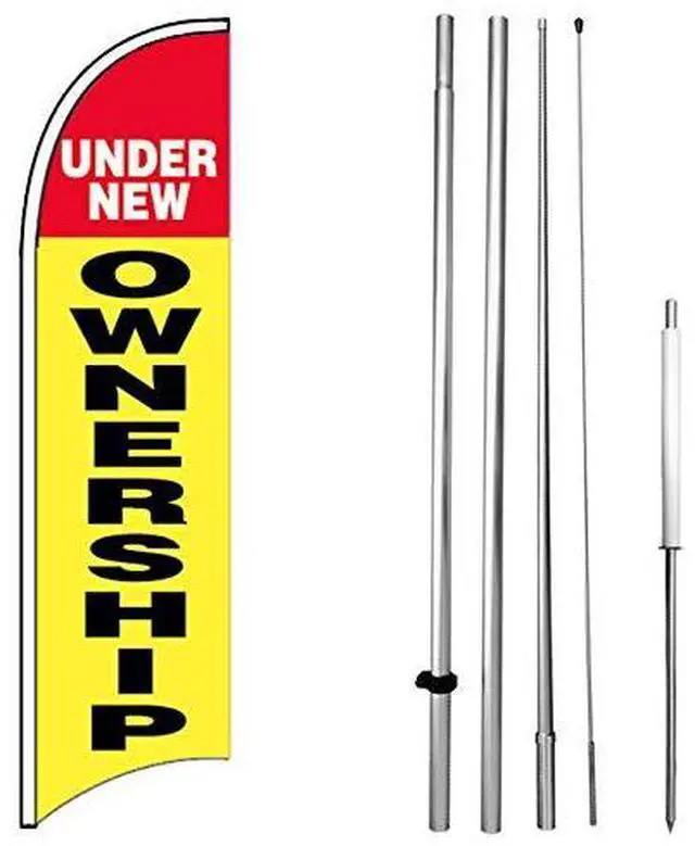 Main image of Under New Ownership - Windless Feather Swooper Flag Banner Sign Kit yb-h