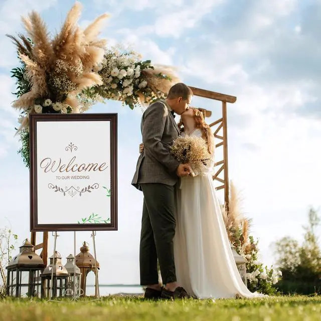 Alt view image 4 of 6 - 57" H Gold Metal Scroll Easel Stand for Display Wedding Sign Poster Adjustable Portable Art Easels Poster Easel with Chain Support for Showcasing Pictures Artwork Coffee Exhibition Canvas