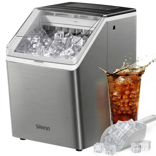 Main image of Stainless Steel Countertop Ice Maker, 44Lbs/Day High Efficiency, 2 Ways to Add Water, One-Click Auto Self-Cleaning, Portable Ice Machine Ideal for Home, Office, Bar & Party
