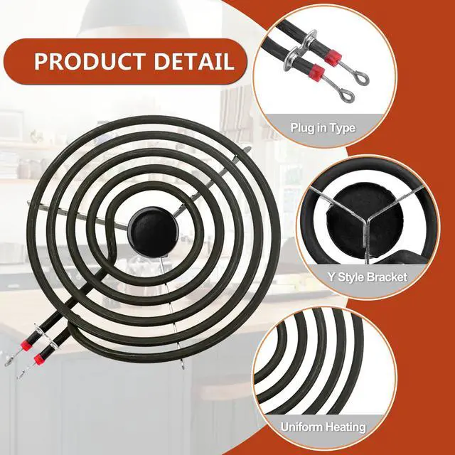 Alt view image 3 of 7 - W10196405 W10196406 Electric Stove Burner Drip Pans & MP22YA Electric Range Burner Element Unit Set by -Compatible with Whirl-pool Ken-more Ama-na Range Oven/Stove